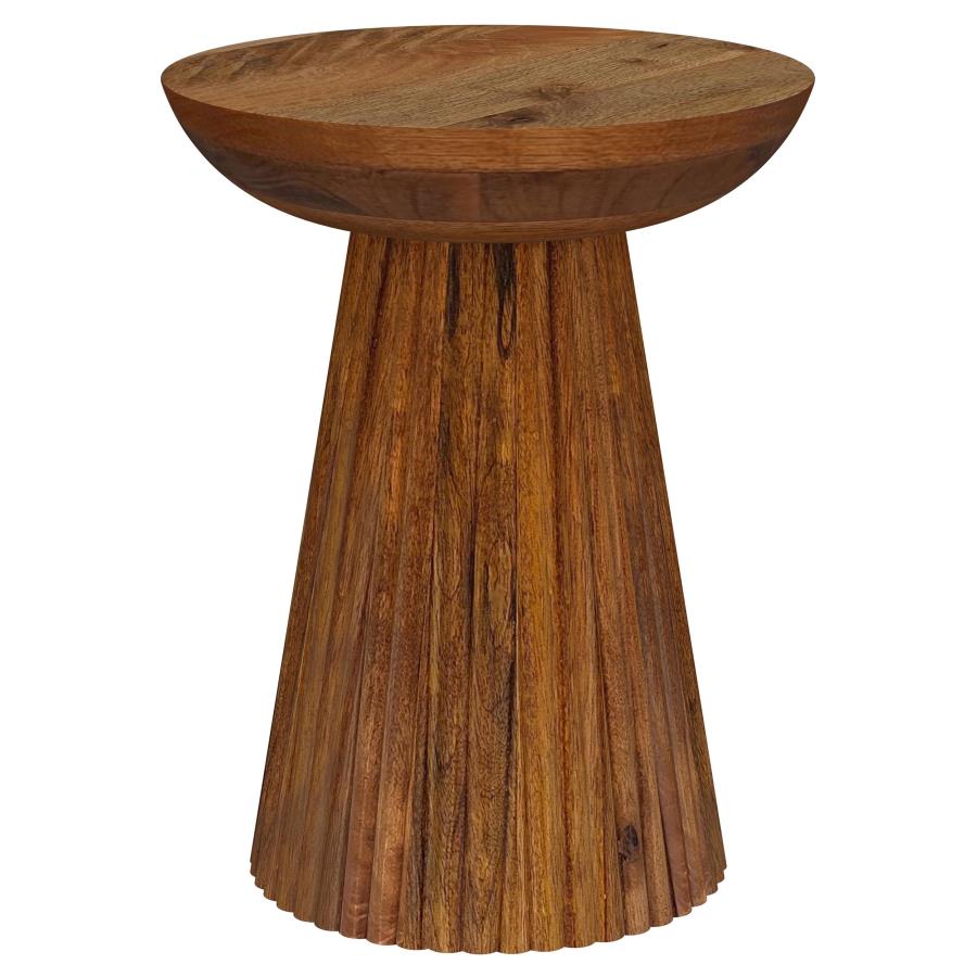 (image for) Aureo Round Solid Wood Accent Side Table Wild Honey