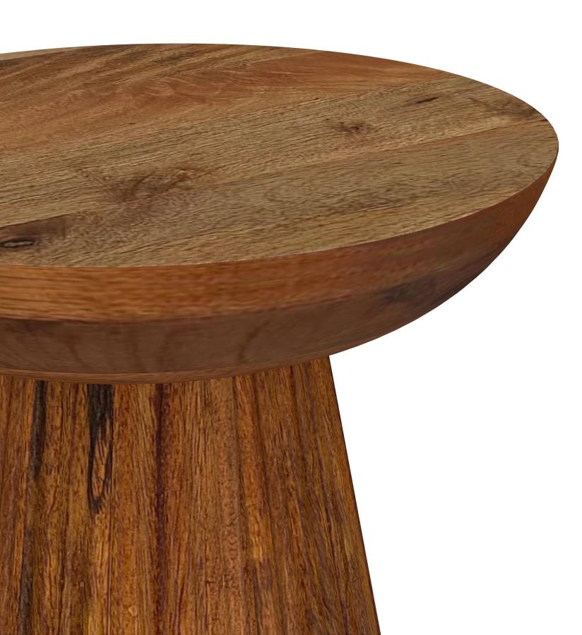 (image for) Aureo Round Solid Wood Accent Side Table Wild Honey