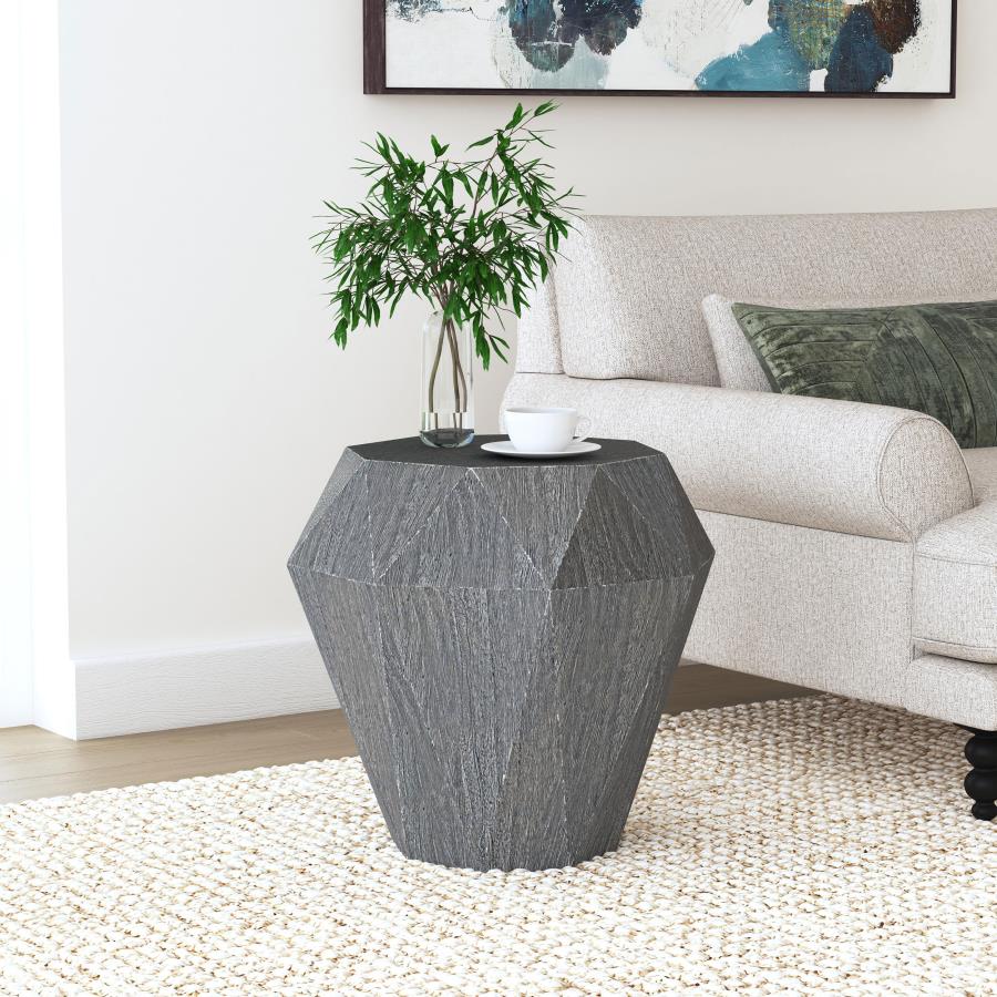 (image for) Jacinto Octagonal Solid Mango Wood Side Table Grey