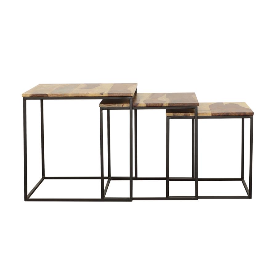 (image for) Belcourt 3-piece Square Nesting Tables Natural and Black