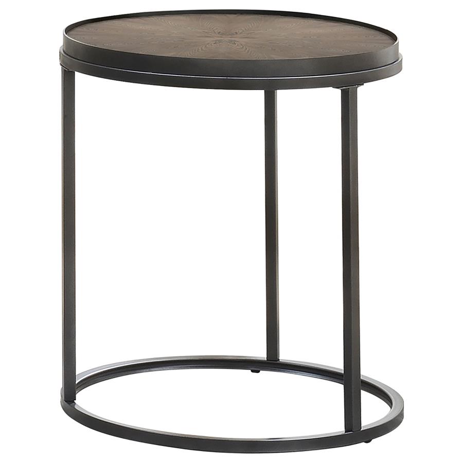 (image for) Rodrigo Round Wood Side End Table Weathered Elm