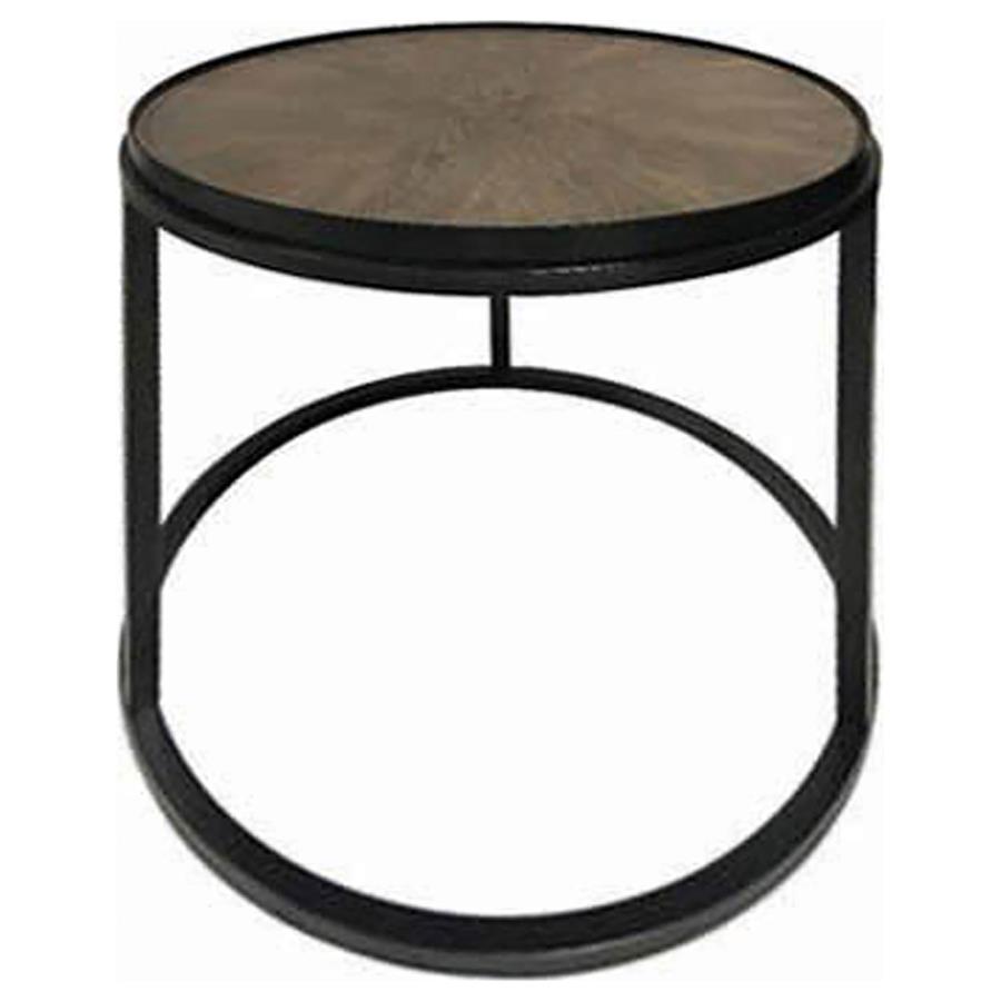 (image for) Rodrigo Round Wood Side End Table Weathered Elm