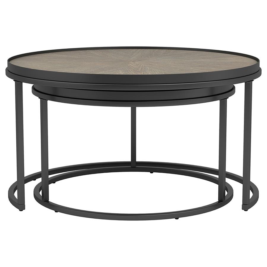 (image for) Rodrigo 2-piece Round Wood Nesting Table Set Weathered Elm