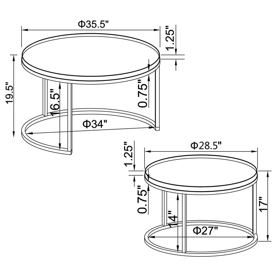 (image for) Rodrigo 2-piece Round Wood Nesting Table Set Weathered Elm