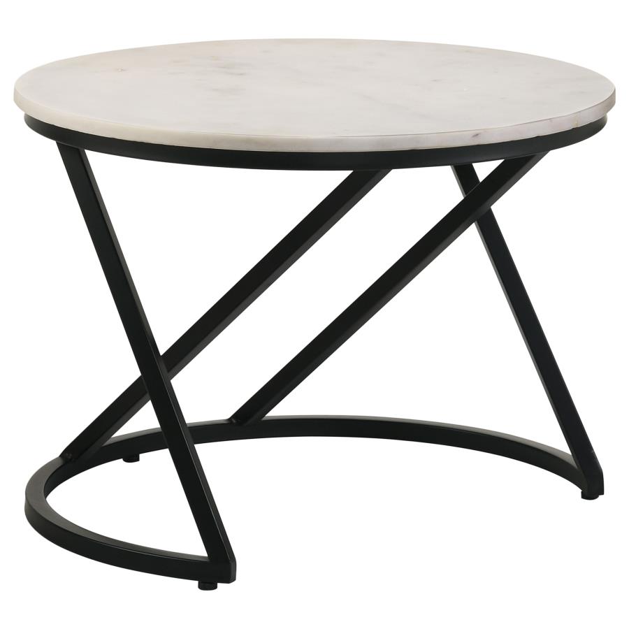 (image for) Miguel Round Marble Top Coffee Table White and Black