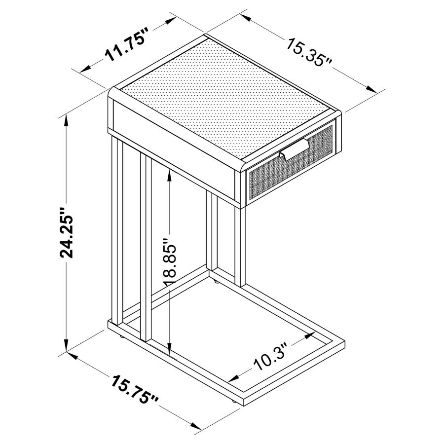 (image for) Amherst 1-drawer Radio Weave Cane Metal Side Table White