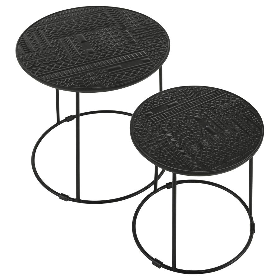 (image for) Loannis 2-piece Round Mango Wood Nesting Table Matte Black