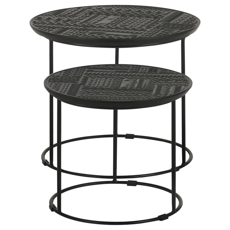 (image for) Loannis 2-piece Round Mango Wood Nesting Table Matte Black