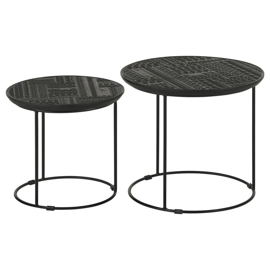 (image for) Loannis 2-piece Round Mango Wood Nesting Table Matte Black