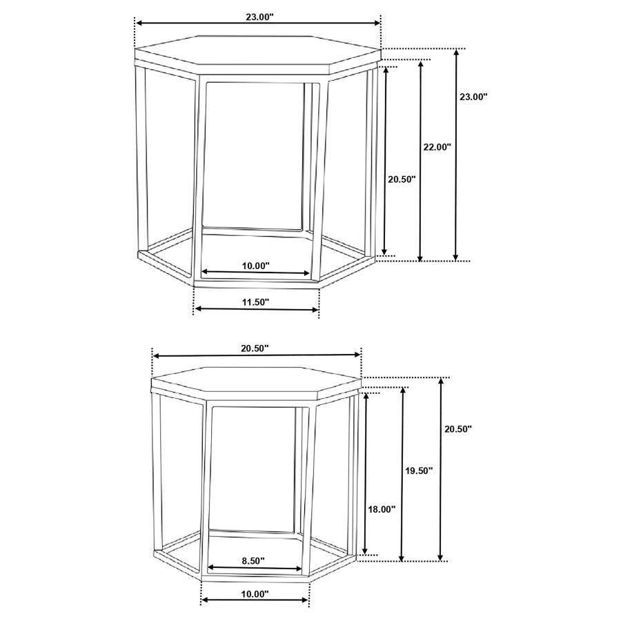 (image for) Adger 2-piece Hexagonal Nesting Tables Natural and Black