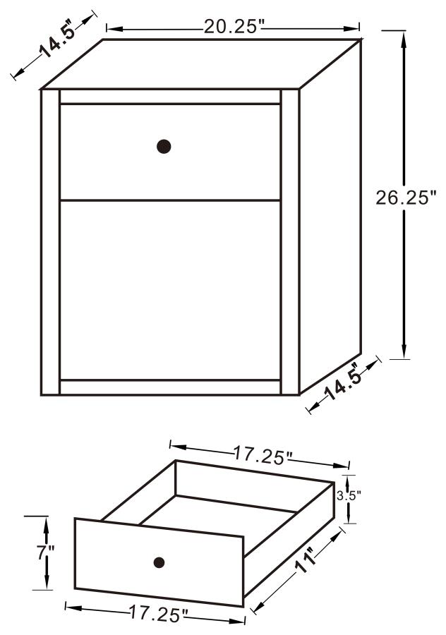 (image for) Coquette 1-drawer Mirrored Accent Side Table Silver