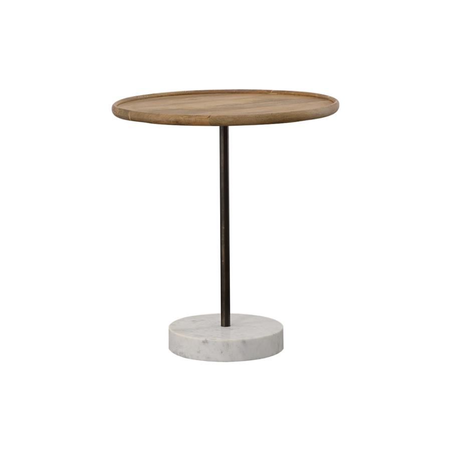 (image for) Ginevra 24" Wood Top Marble Base Table Natural and White - Click Image to Close