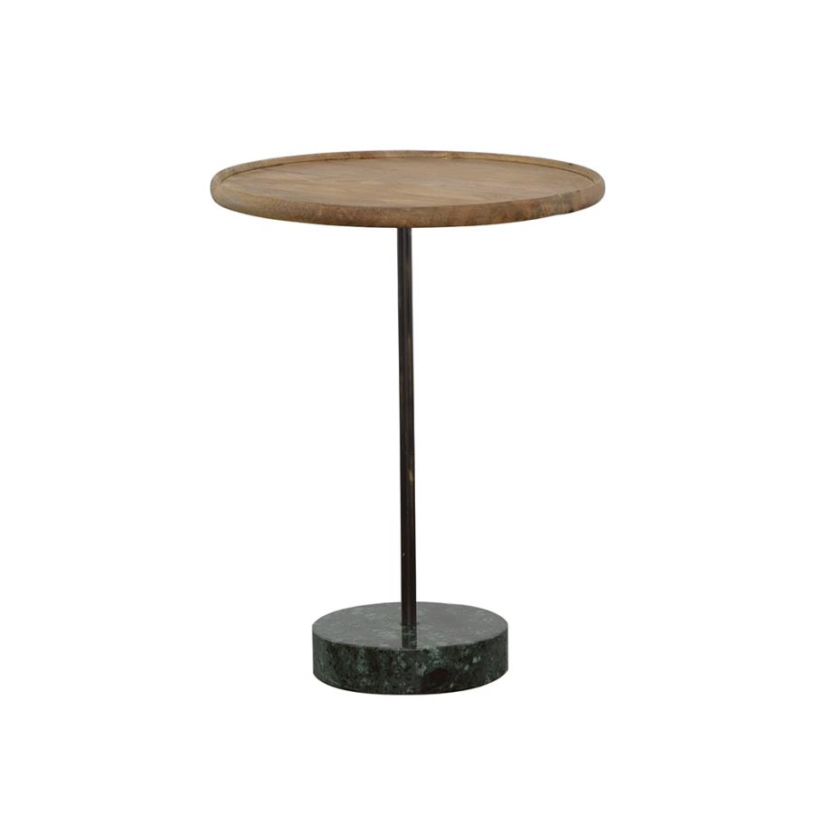 (image for) Ginevra 20" Wood Top Marble Base Table Natural and Green - Click Image to Close