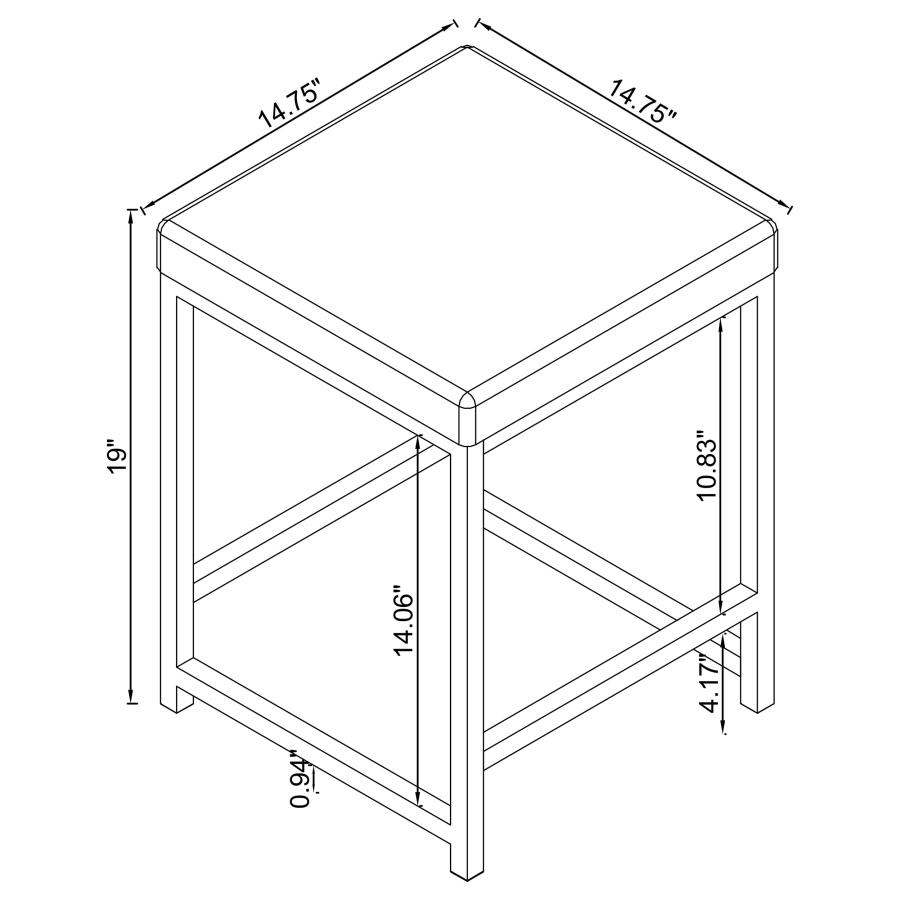 (image for) Afshan Upholstered Square Padded Vanity Stool Chrome