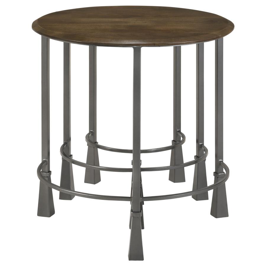 (image for) Deja 3-piece Round Nesting Table Set Natural and Gunmetal