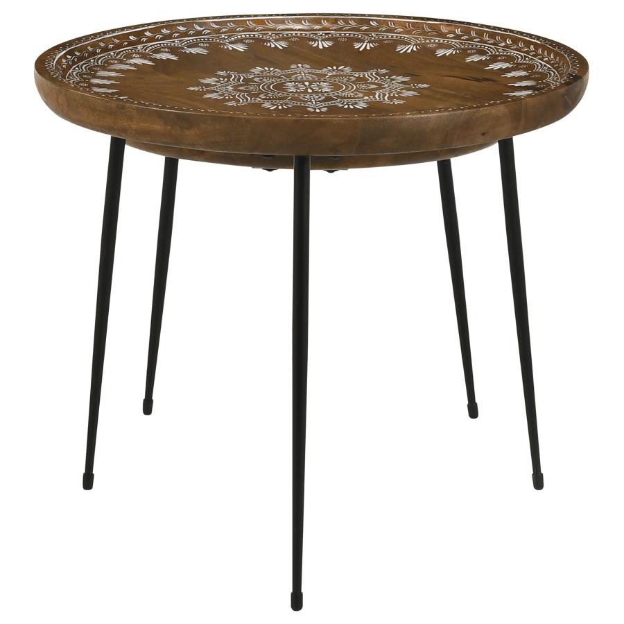 (image for) Nuala 2-piece Round Mango Wood Nesting Tables Honey