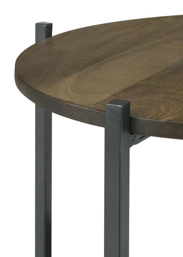 (image for) Axel Round Accent Table with Open Shelf Natural and Gunmetal