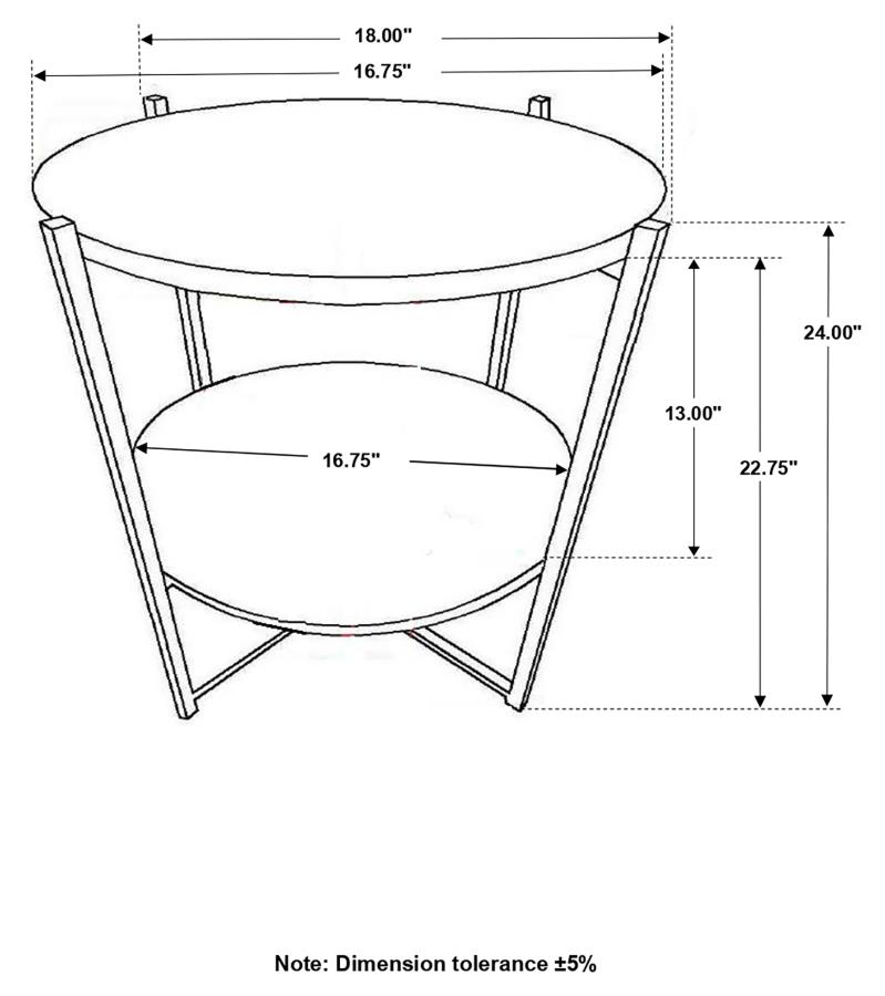 (image for) Axel Round Accent Table with Open Shelf Natural and Gunmetal