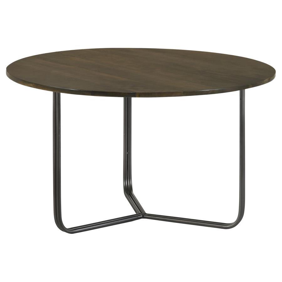 (image for) Yaritza Round Mango Wood Coffee Table Natural and Gunmetal - Click Image to Close