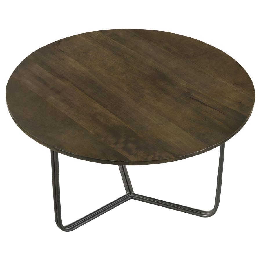 (image for) Yaritza Round Mango Wood Coffee Table Natural and Gunmetal