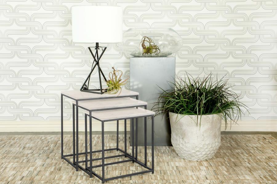 (image for) Medora 3-piece Marble Top Nesting Table Set White