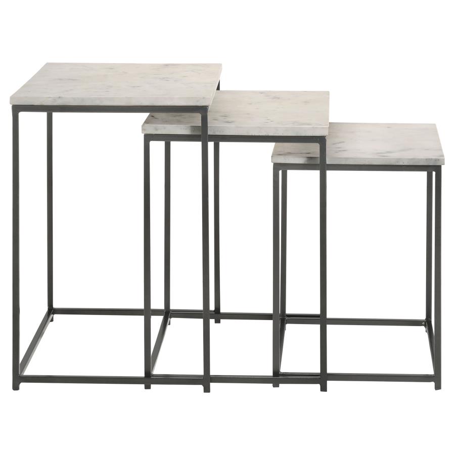 (image for) Medora 3-piece Marble Top Nesting Table Set White