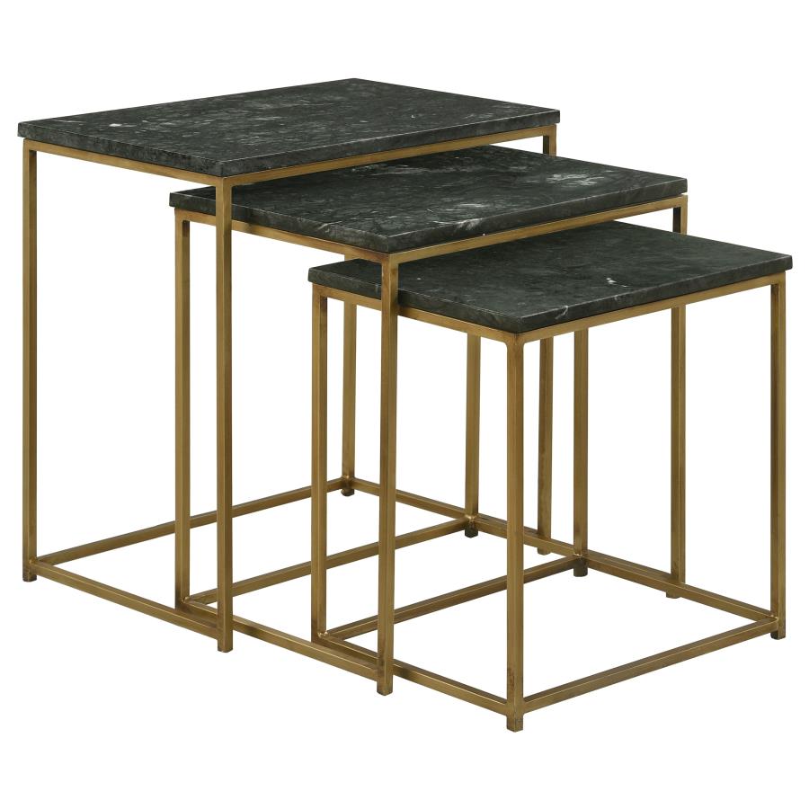 (image for) Medora 3-piece Marble Top Nesting Table Set Green