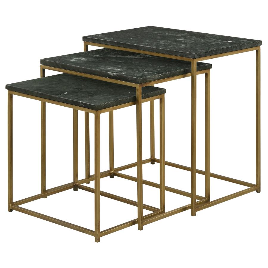 (image for) Medora 3-piece Marble Top Nesting Table Set Green