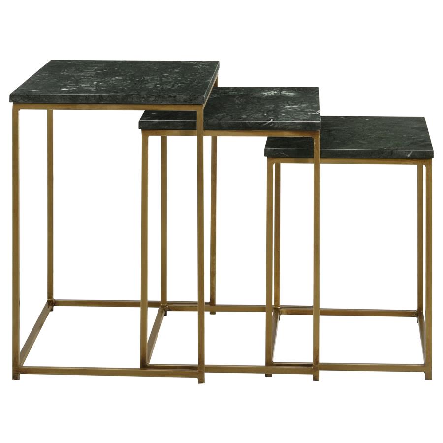 (image for) Medora 3-piece Marble Top Nesting Table Set Green