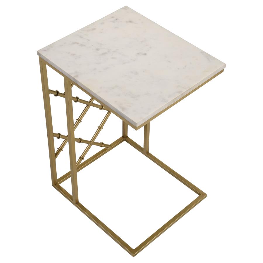 (image for) Angeliki Marble Top C-Shape Sofa Side Table Antique Gold