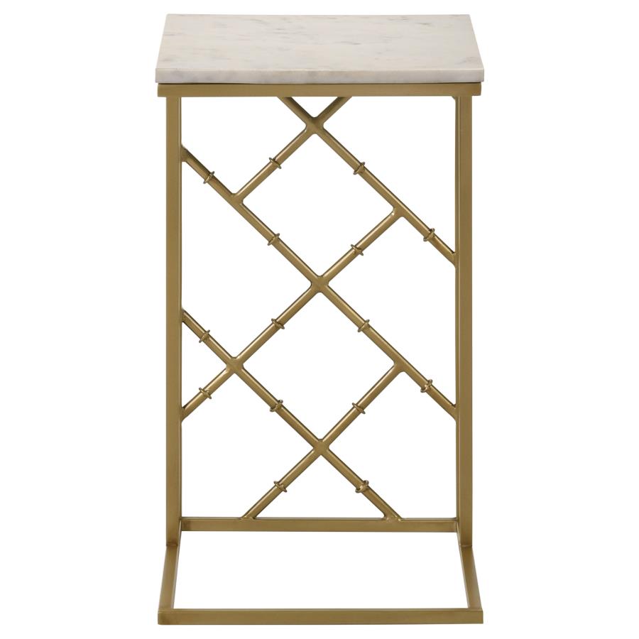 (image for) Angeliki Marble Top C-Shape Sofa Side Table Antique Gold