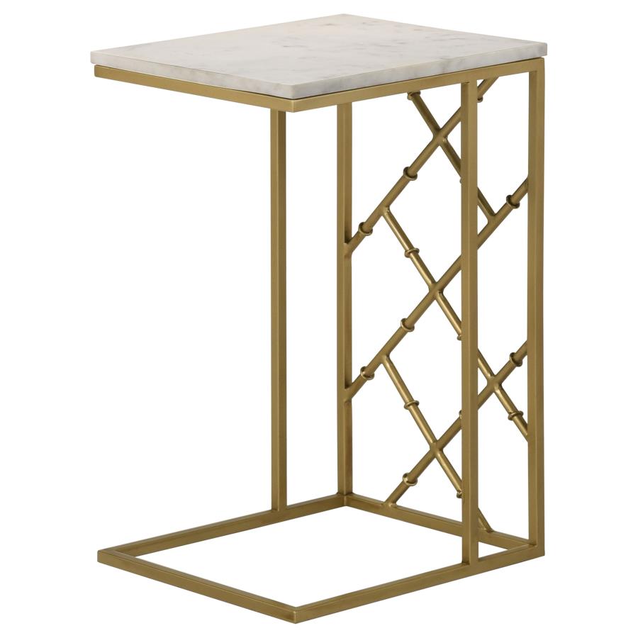 (image for) Angeliki Marble Top C-Shape Sofa Side Table Antique Gold