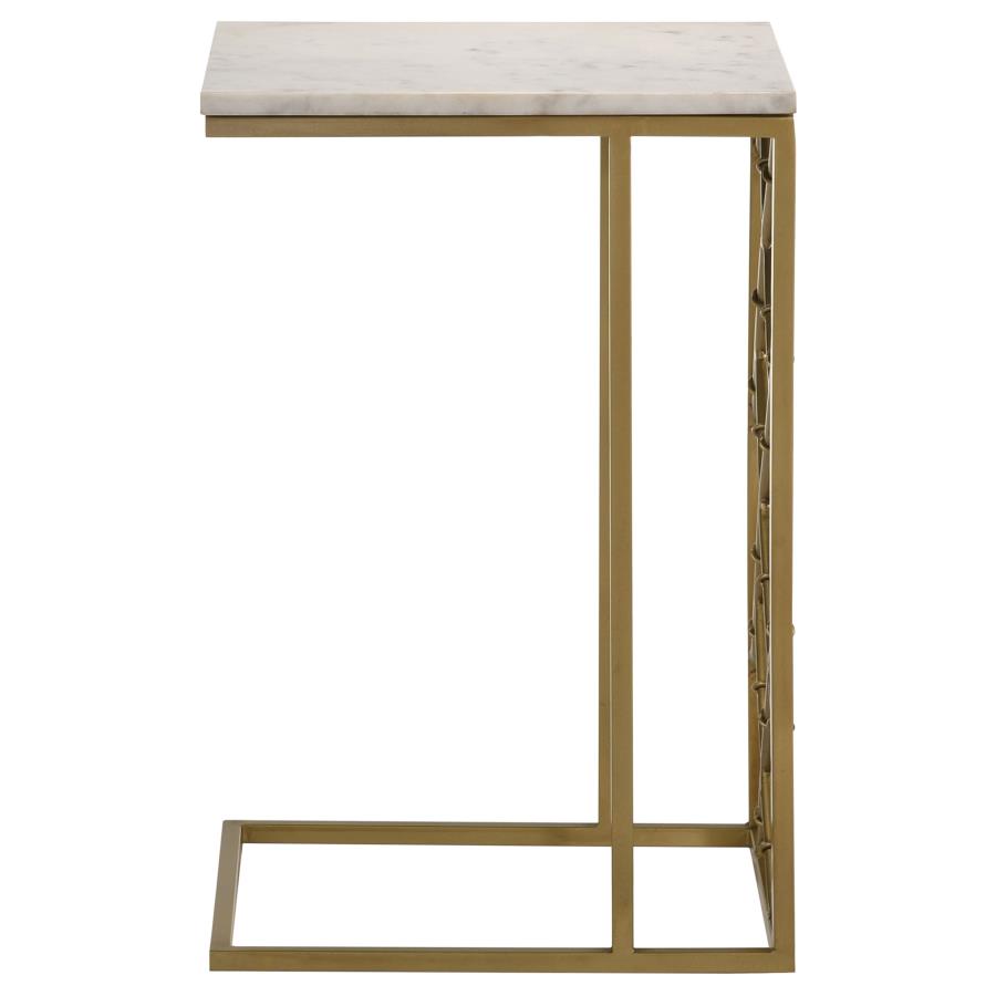 (image for) Angeliki Marble Top C-Shape Sofa Side Table Antique Gold