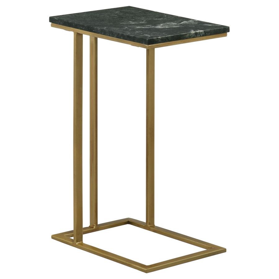 (image for) Vicente Marble Top C-Shaped Sofa Side Table Green - Click Image to Close