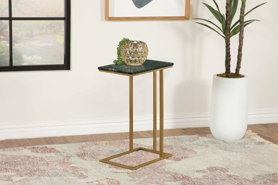 (image for) Vicente Marble Top C-Shaped Sofa Side Table Green