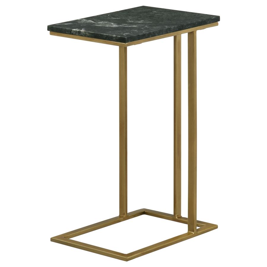 (image for) Vicente Marble Top C-Shaped Sofa Side Table Green