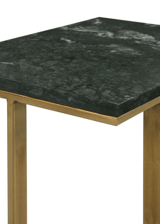 (image for) Vicente Marble Top C-Shaped Sofa Side Table Green