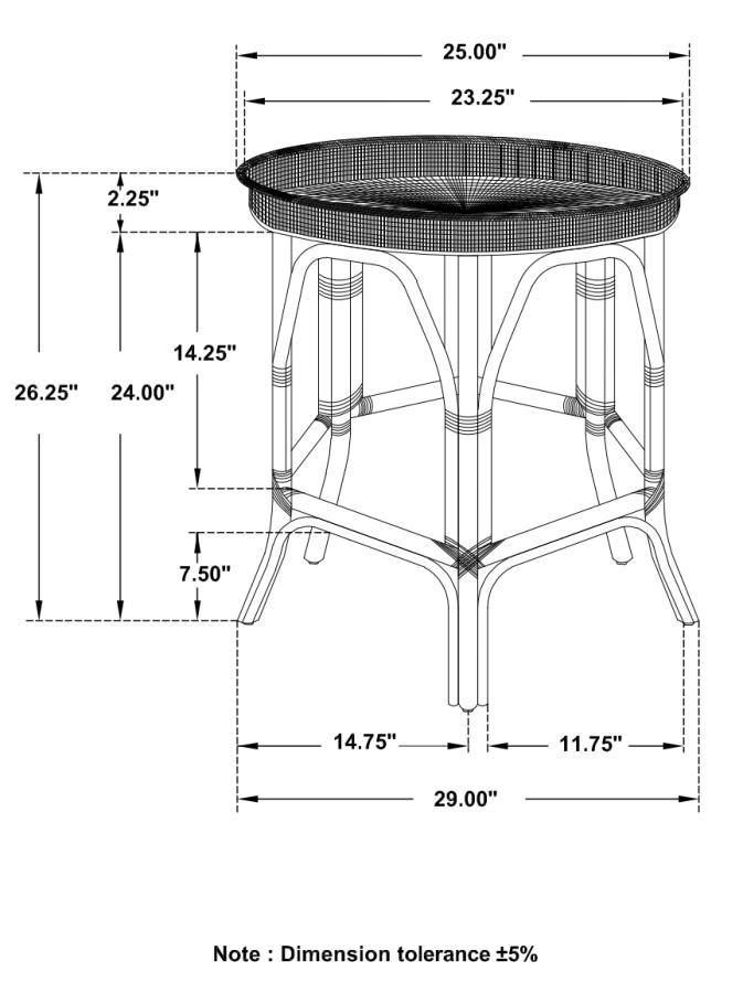 (image for) Antonio Round Rattan Tray Top Accent Side Table Black