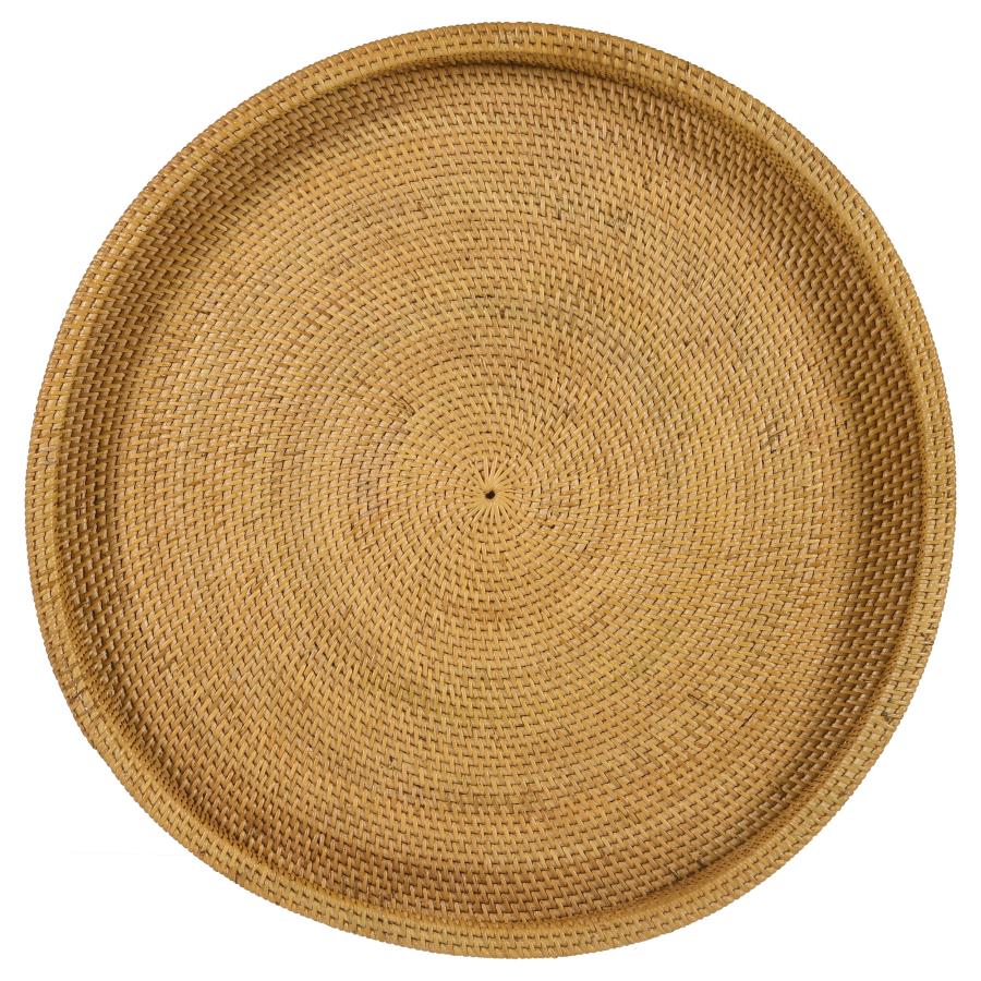 (image for) Antonio Round Rattan Tray Top Accent Side Table Natural