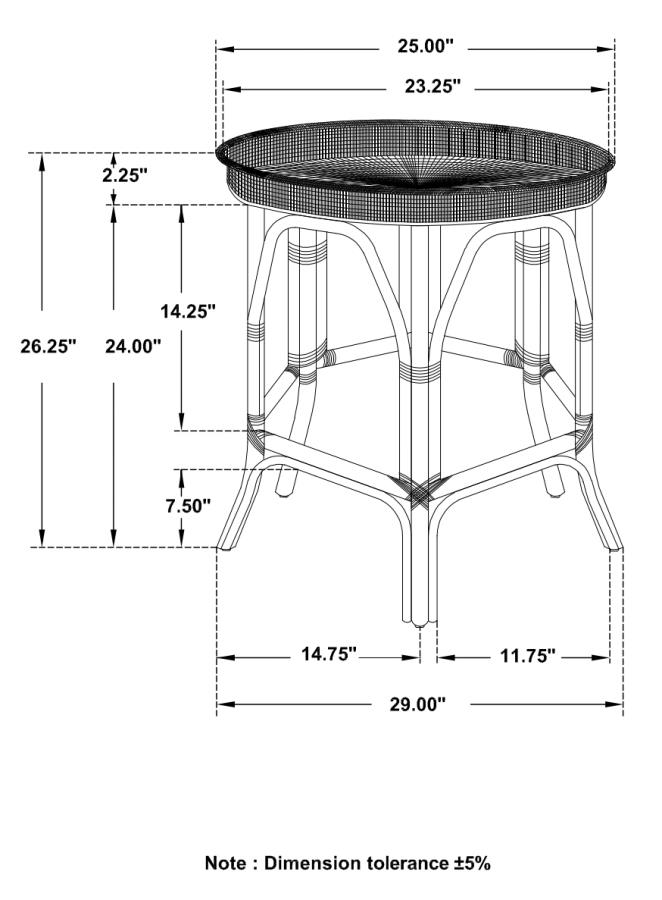 (image for) Antonio Round Rattan Tray Top Accent Side Table Natural