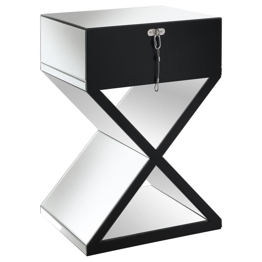 (image for) Hazel 1-drawer Mirrored Accent Side Table Silver