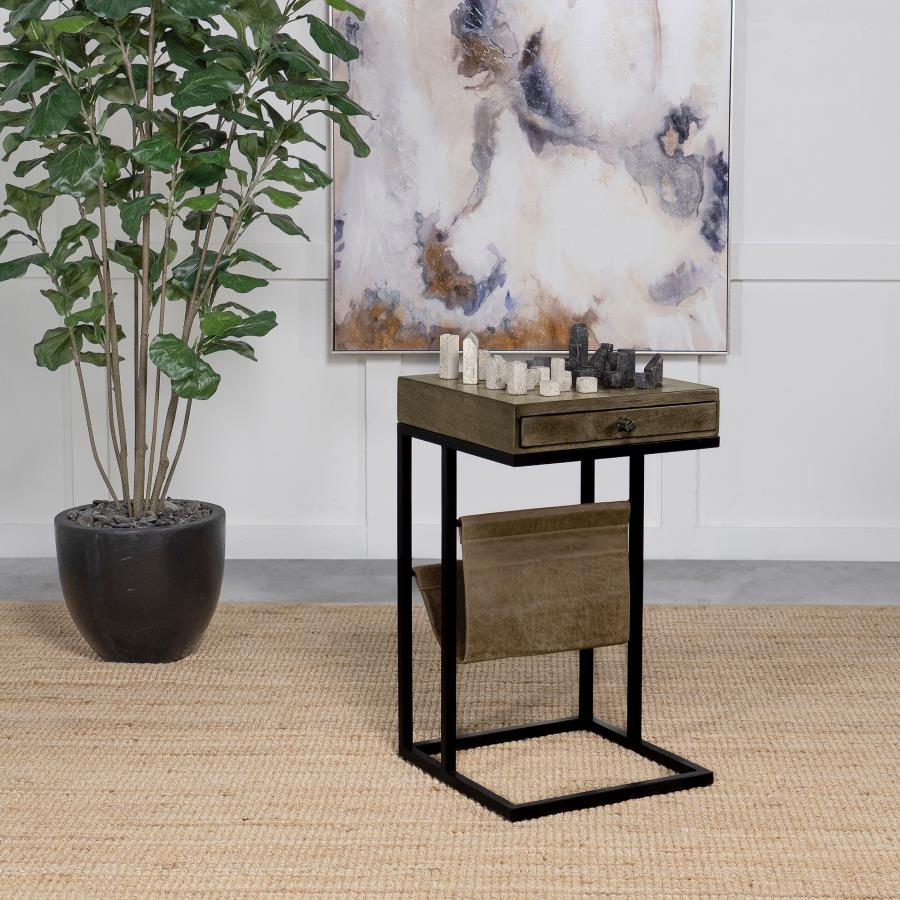 (image for) Chessie 1-drawer Side Table With Leatherette Sling Tobacco - Click Image to Close