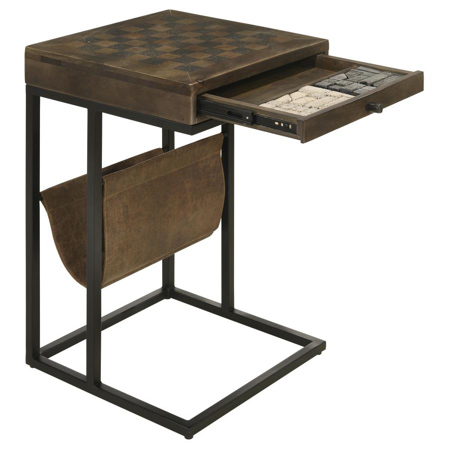 (image for) Chessie 1-drawer Side Table With Leatherette Sling Tobacco