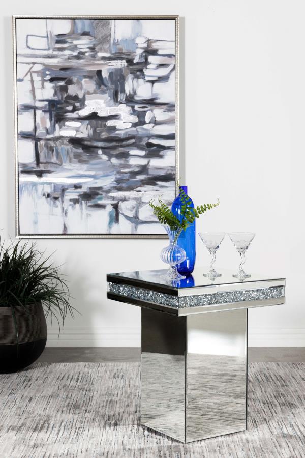 (image for) Elora Square Mirrored Accent Side Table Silver