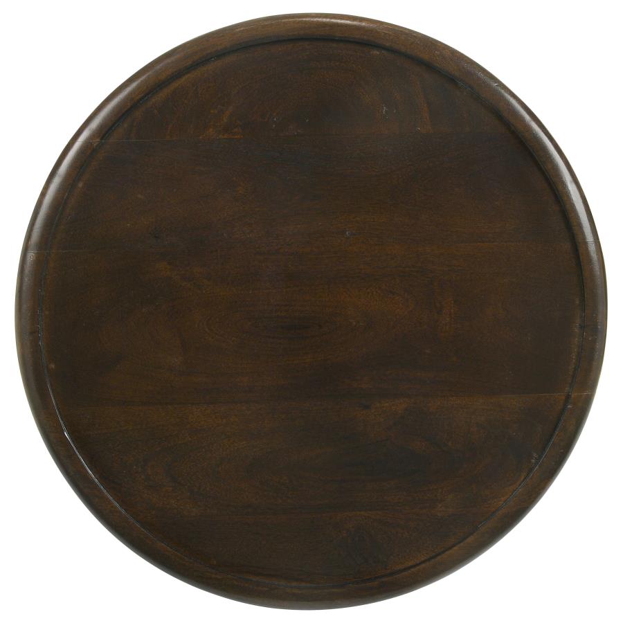 (image for) Krish 18-inch Round Mango Wood Side Table Dark Brown