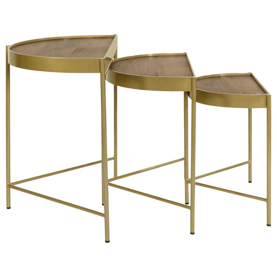 (image for) Tristen 3-Piece Demilune Nesting Table Brown and Gold