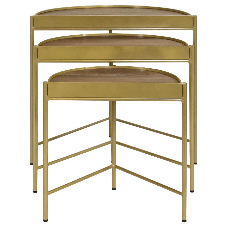 (image for) Tristen 3-Piece Demilune Nesting Table Brown and Gold