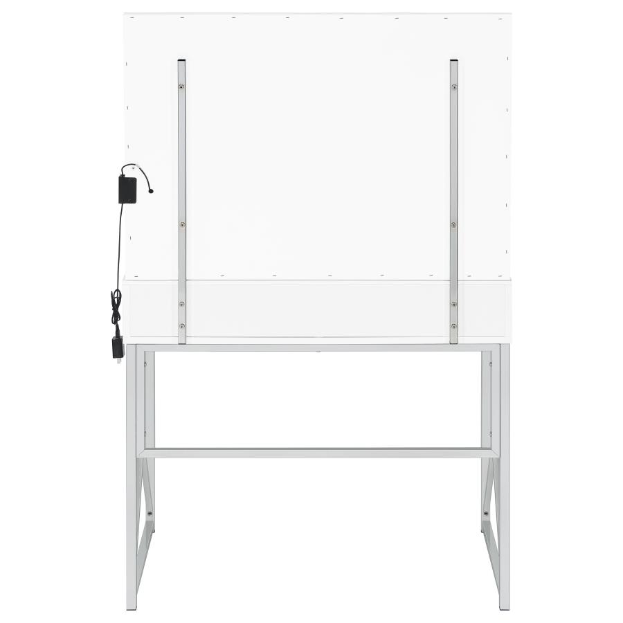 (image for) Eliza Vanity Set with Lighting & Stool White and Chrome