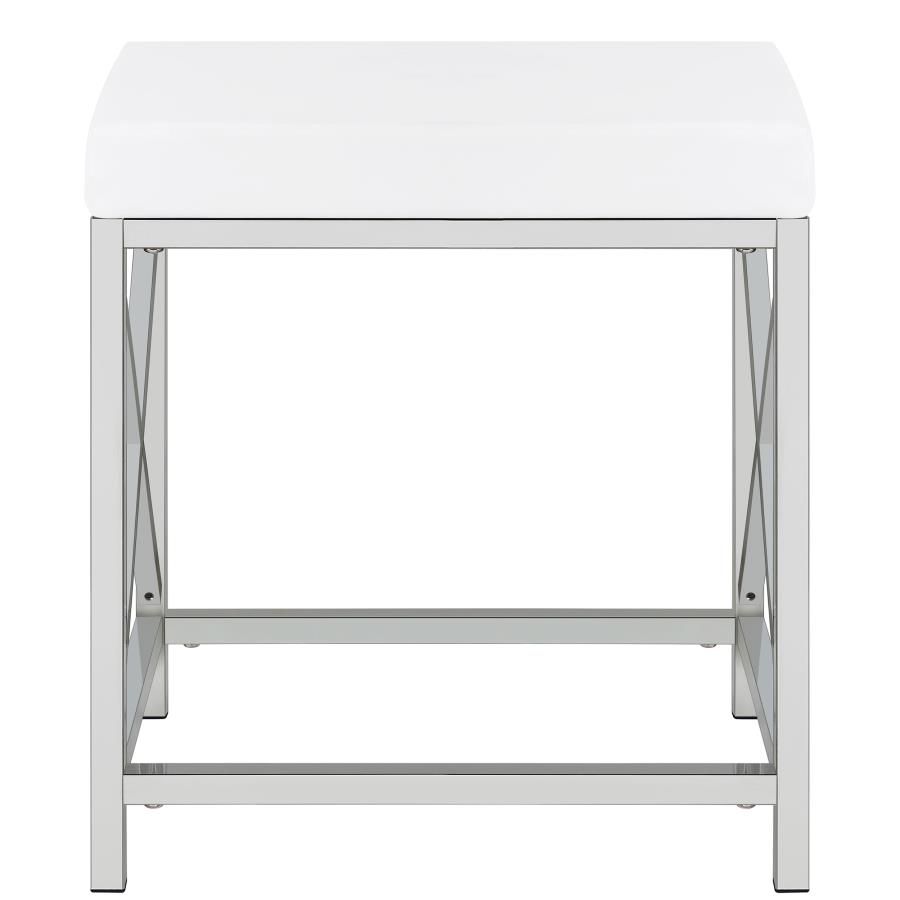 (image for) Eliza Vanity Set with Lighting & Stool White and Chrome