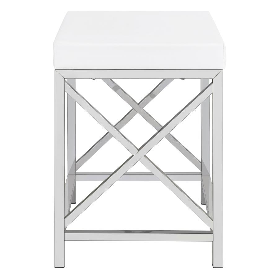 (image for) Eliza Vanity Set with Lighting & Stool White and Chrome